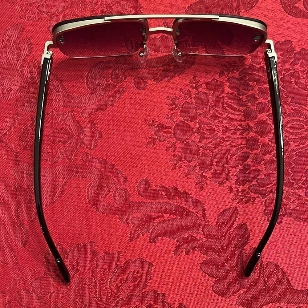 NWOT John Varvatos Square Metal Frame Rimless Sunglasses Smoky Gradient Lens
